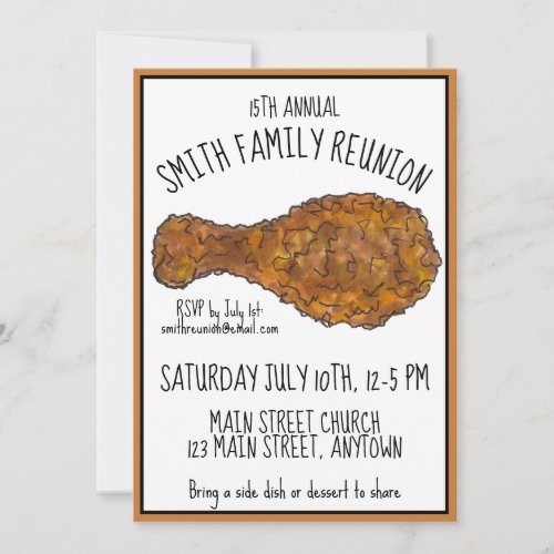 Fried Chicken Leg Picnic Cookout Family Reunion Invitation