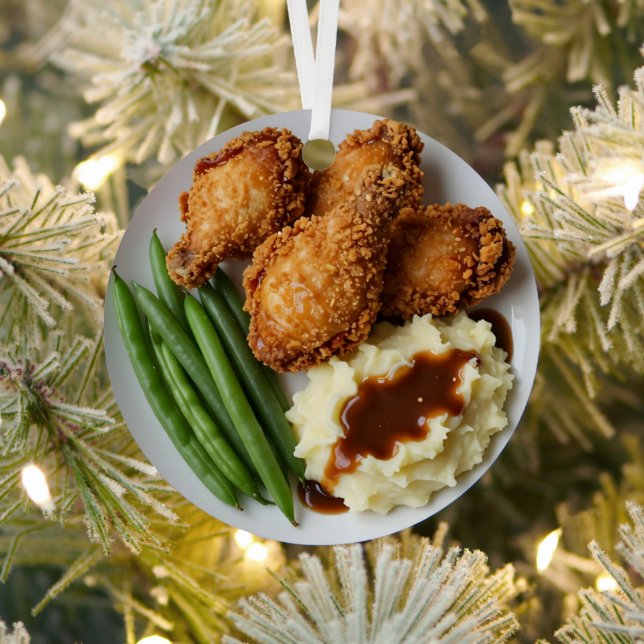 Fried Chicken, Mashed Potatoes and Green Beans Metal Ornament (Insitu)