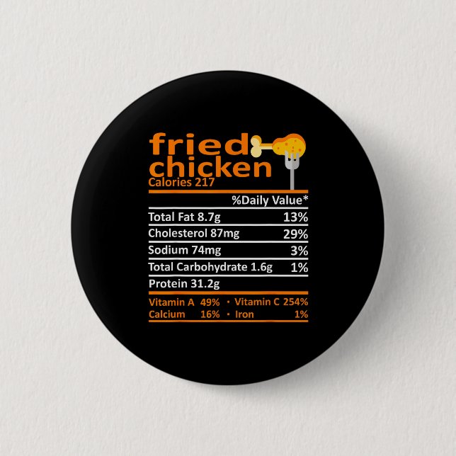 Fried Chicken Nutrition Food Facts Thanksgiving Fu Button (Front)