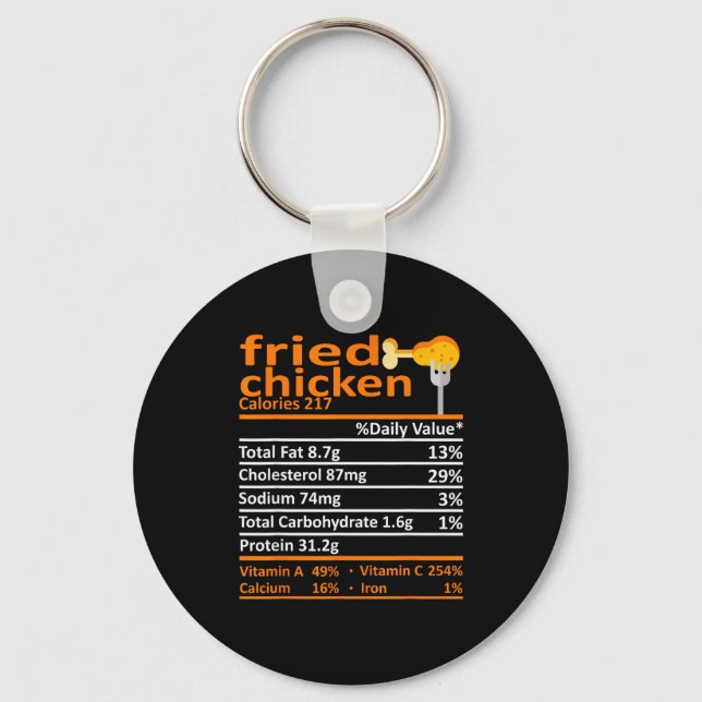 Fried Chicken Nutrition Food Facts Thanksgiving Fu Keychain (Front)