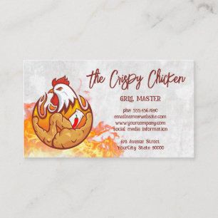 Fried Chicken Restaurant Logo Flame Business Card