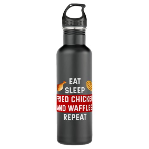 Fried Chicken Shirt Funny Eat Sleep Chicken 2Waffl Stainless Steel Water Bottle