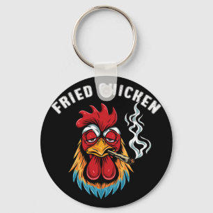 Fried Chicken Smoking Weed Stoner Day Keychain