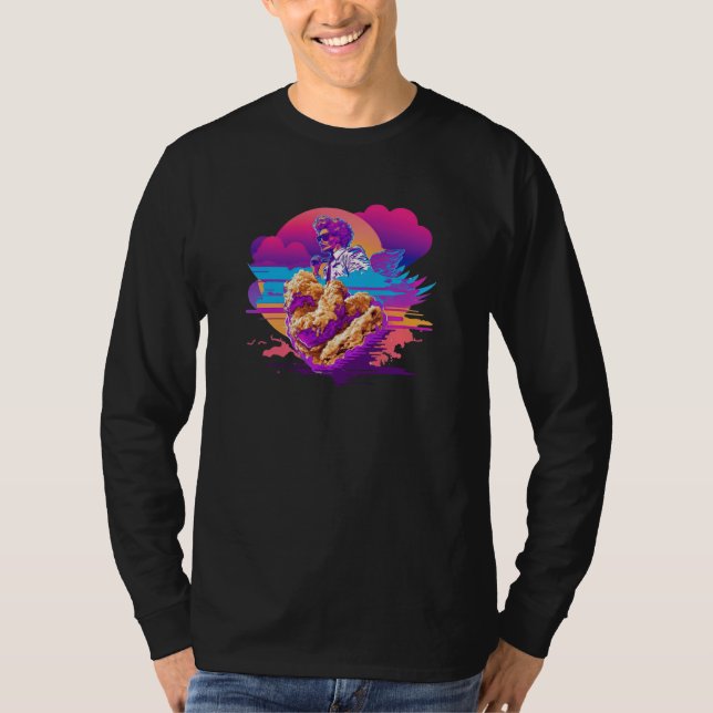 Fried Chicken Synthwave 80s Retrowave Aesthetic  1 T-Shirt (Front)