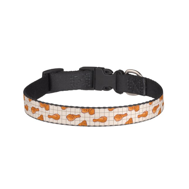 Fried chicken wings on a barbecue grill pet collar (Front)