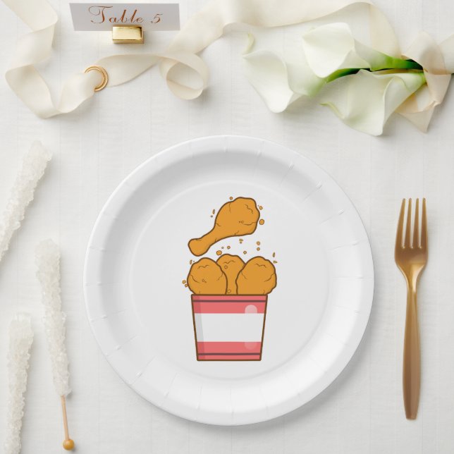 Fried Chicken With Bucket Paper Plates (Wedding)