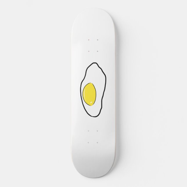 Fried Egg Cartoon Drawing Poached Eggs Sunny Side Skateboard Deck (Front)