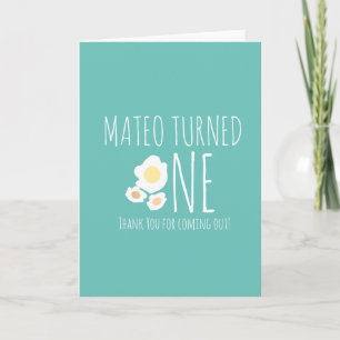 Fried Egg First Birthday Thank You Card