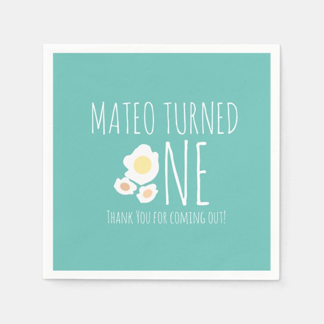 Fried Egg First Birthday Thank You  Napkins (Front)