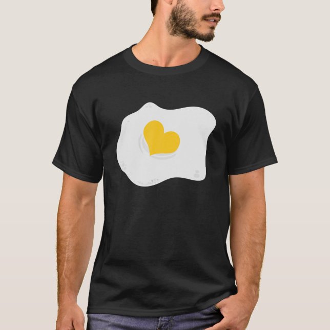 Fried Egg Heart Egg Pun Vegan Breakfast T-Shirt (Front)