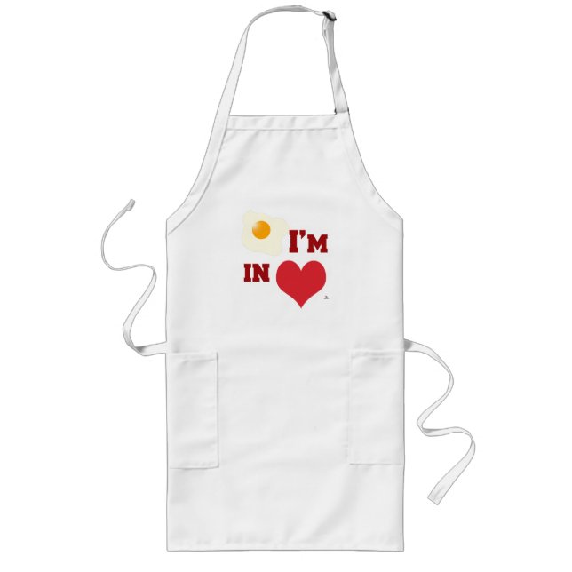 Fried Egg I Am In Love Epic Fun Heart Logo Long Apron (Front)