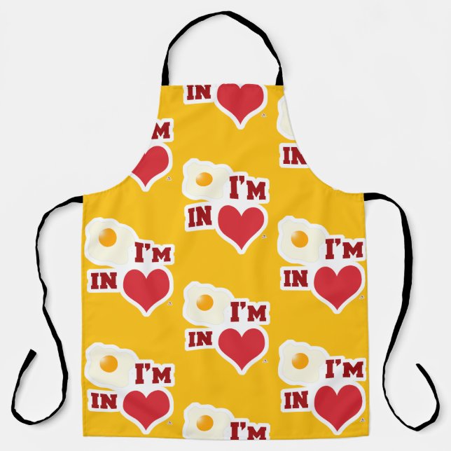 Fried Egg I Am In Love Epic Heart Logo Pattern Apron (Front)