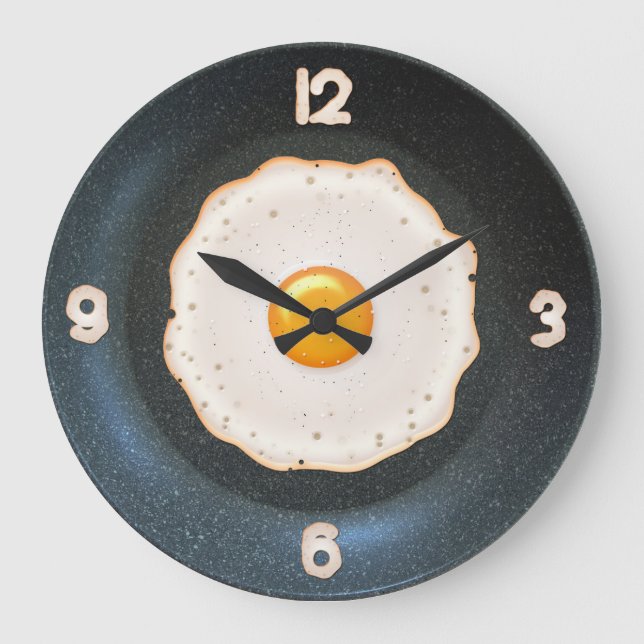 Fried Egg in Pan - Wall Design Clock (Front)