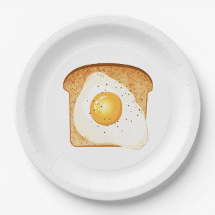 Fried egg on toast paper plates