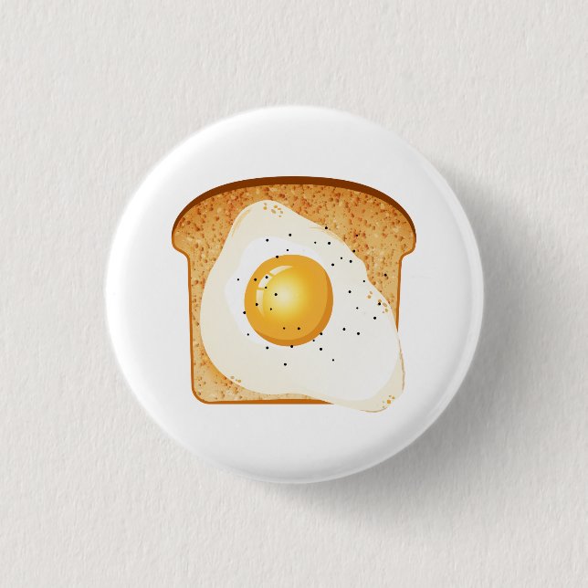 Fried egg on toast pinback button (Front)