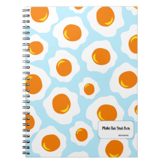 Fried Egg Pattern on Blue Background Notebook