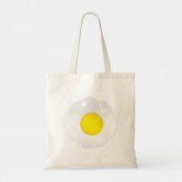 Mini Fried Eggs Print Bucket Bag, Cute Canvas Shoulder Bag