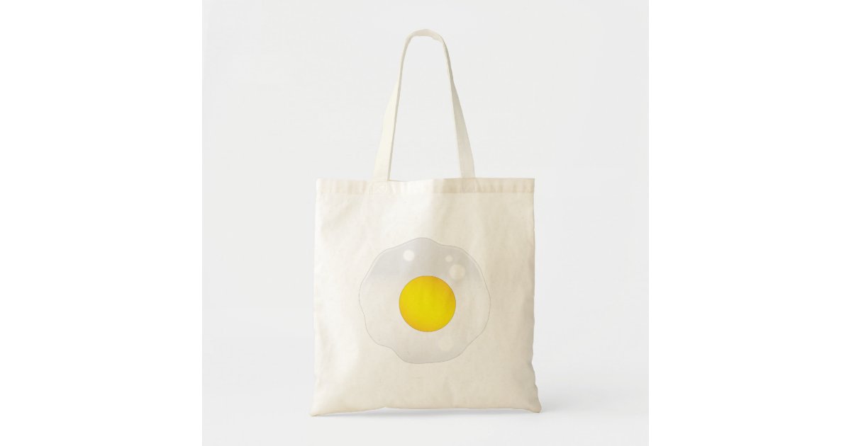 Mini Fried Eggs Print Bucket Bag, Cute Canvas Shoulder Bag