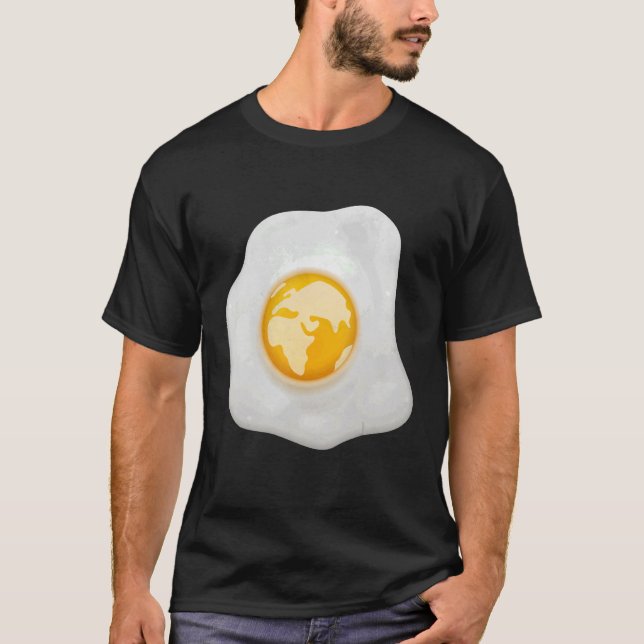 Fried Egg With Earth Globe on Yolk Costume T-Shirt (Front)