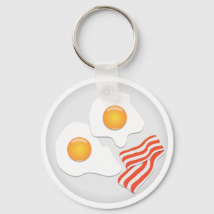 Fried Eggs And Bacon Breakfast Keychain