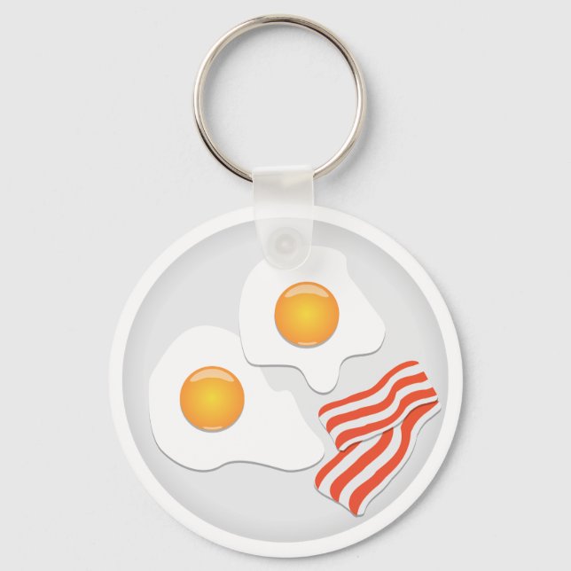 Fried Eggs And Bacon Breakfast Keychain (Front)