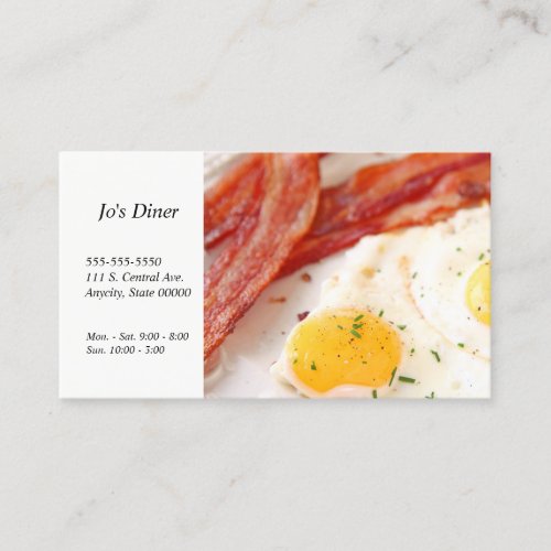 Fried eggs and bacon business card