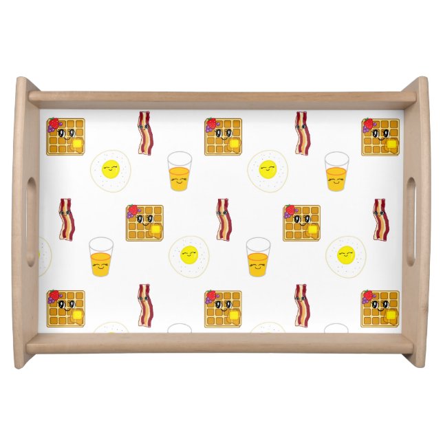 Fried Eggs, Bacon, Waffles and Orange Juice Serving Tray (Front)