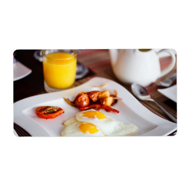 Fried eggs breakfast label (Front)