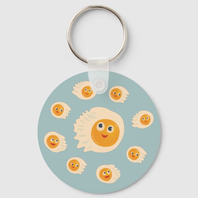 Fried Eggs Cute Food Kids Keychain (Front)