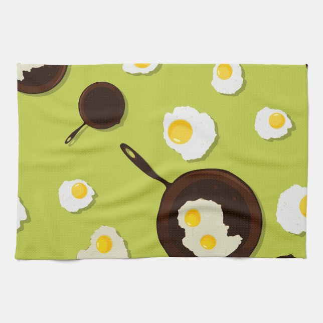 Fried Eggs Fun Food Design Towel (Horizontal)
