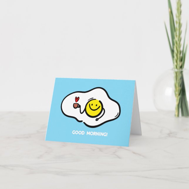 Fried eggs good morning letterpress thank you card (Front)