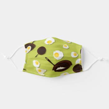 Fried Eggs In Skillets Funny Adult Cloth Face Mask by GroovyFinds at Zazzle