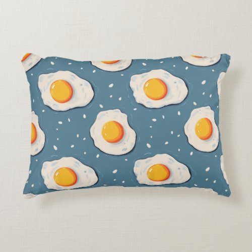 Fried Eggs on Blue Accent Pillow
