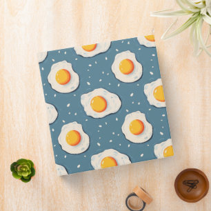 Fried Eggs on Blue Background 3 Ring Binder