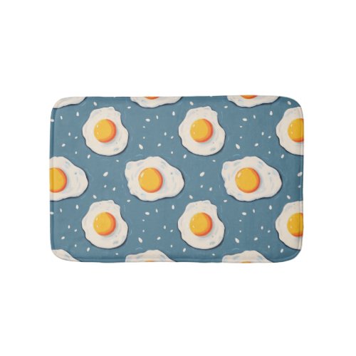Fried Eggs on Blue Bath Mat