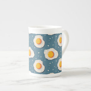 Fried Eggs on Blue Bone China Mug