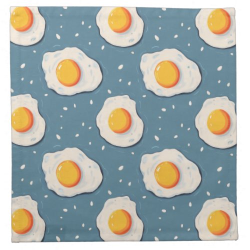 Fried Eggs on Blue Cloth Napkin