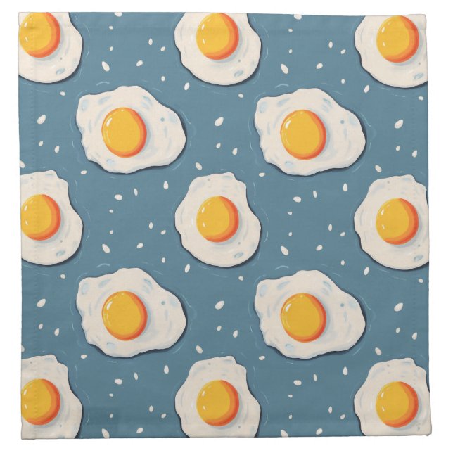 Fried Eggs on Blue Cloth Napkin (Front)