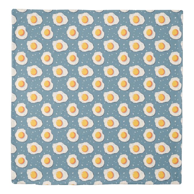 Fried Eggs on Blue Duvet Cover (Front)
