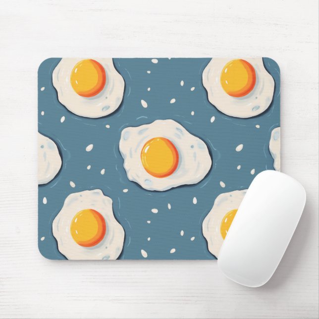 Fried Eggs on Blue Mouse Pad (With Mouse)