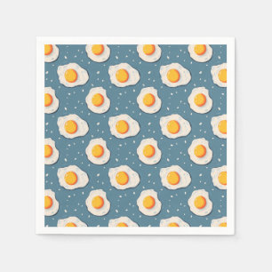 Fried Eggs on Blue Napkins