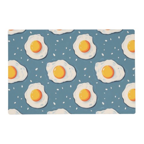 Fried Eggs on Blue Placemat