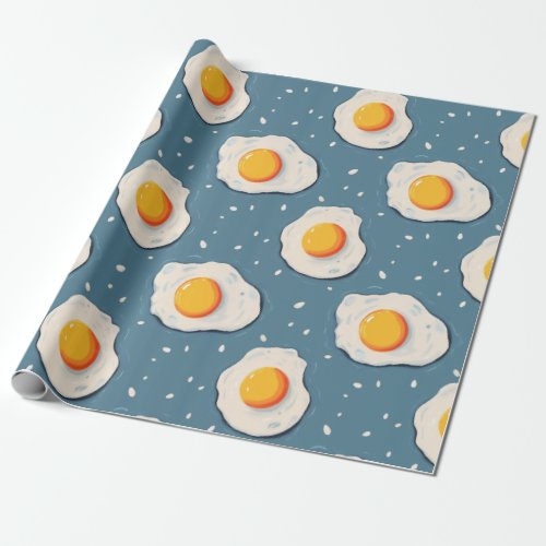 Fried Eggs on Blue Wrapping Paper