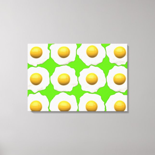 Fried eggs pop art lime green hipster canvas print (Front)