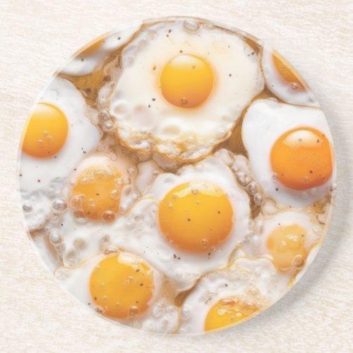 Fried Eggs Scaled down repeat pattern on reverse Coaster