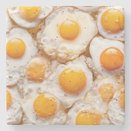Fried Eggs Scaled down repeat pattern on reverse Stone Coaster