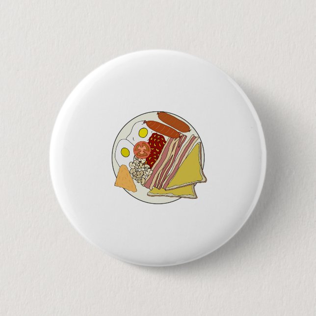 Fried English Breakfast Plate Pinback Button (Front)