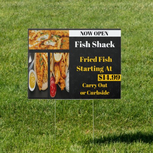 Fried Fish & Chips Design Diner Edition Yard Sign
