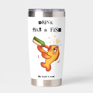 FRIED FISH & SIPS, White Fish Humorous 20 oz. Wine Insulated Tumbler