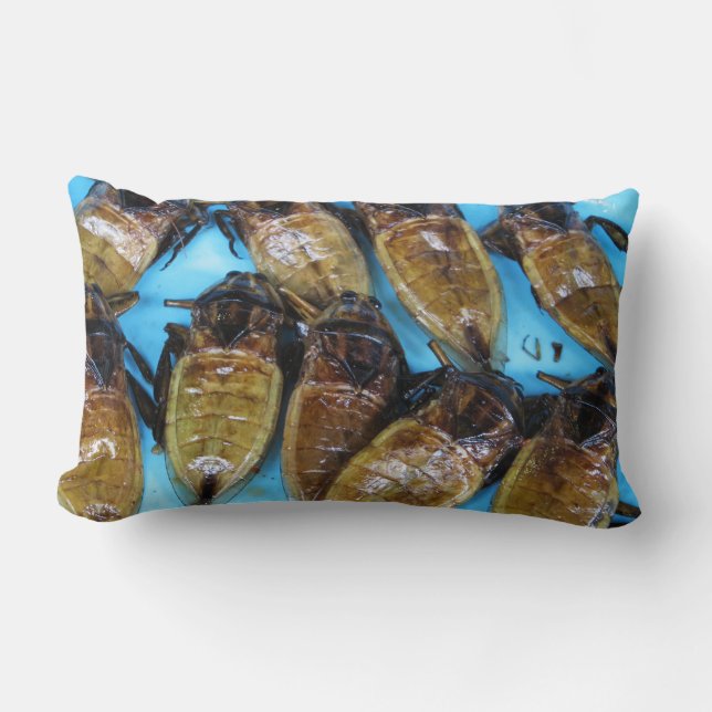 Fried Giant Water Bug (Maeng Daa) ... Asian Food Lumbar Pillow (Front)